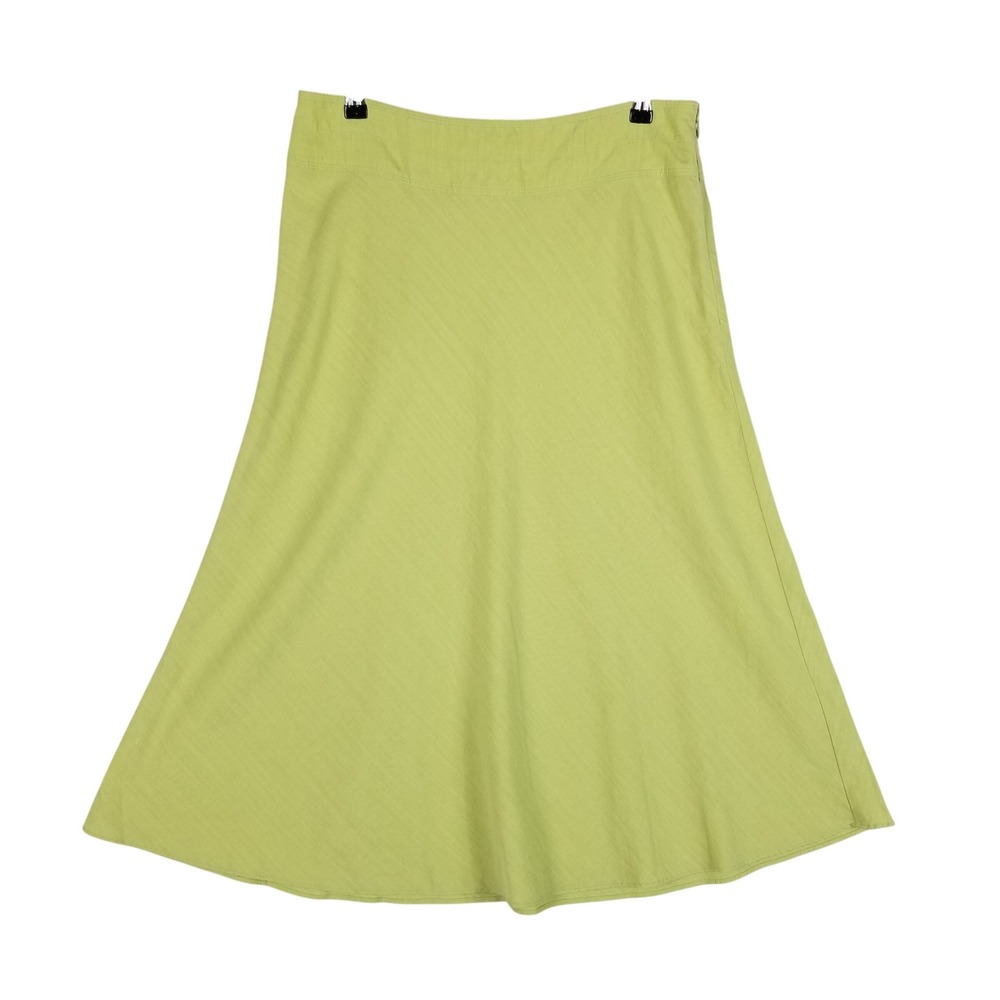 Margaret O'Leary Skirt Women Large Lime Green Tencel Linen A-Line Midi